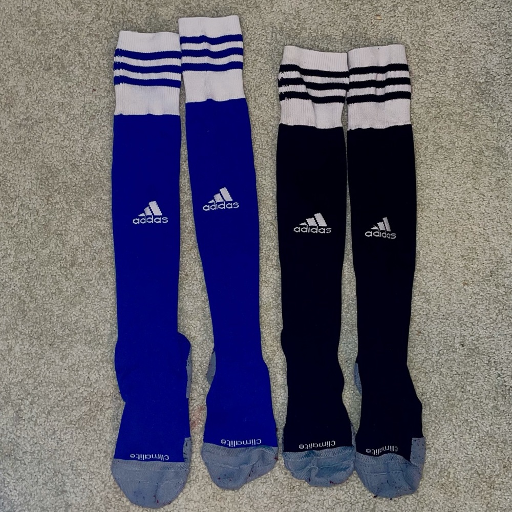 Adidas blue and black pair of soccer socks⚽️